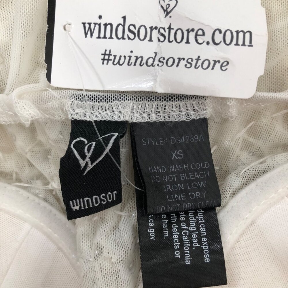Y2K Windsor White Rhinestone Pearl Beaded Embellished Bodysuit XS - NWT - Picture 6 of 7